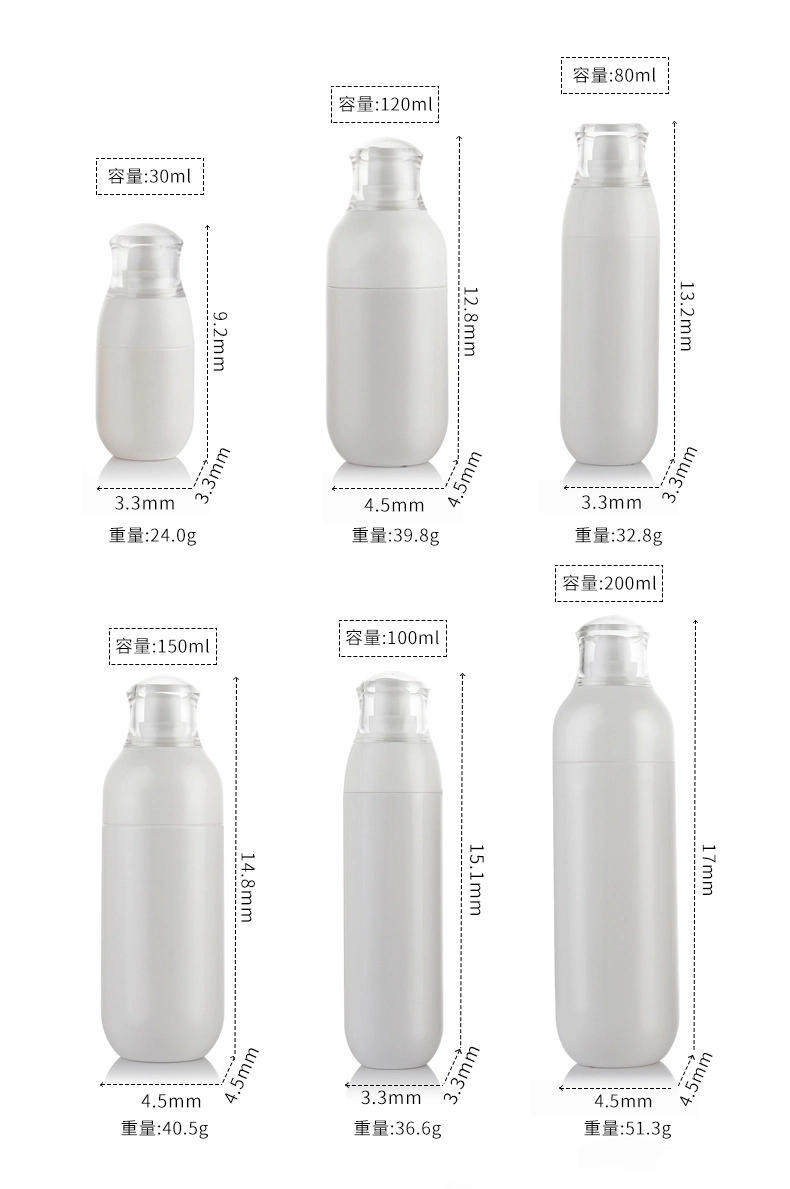 30ml 50ml 100ml 120ml 150ml 180ml Empty Fine Mist PETG White Spray Bottles for Cosmetic Packaging