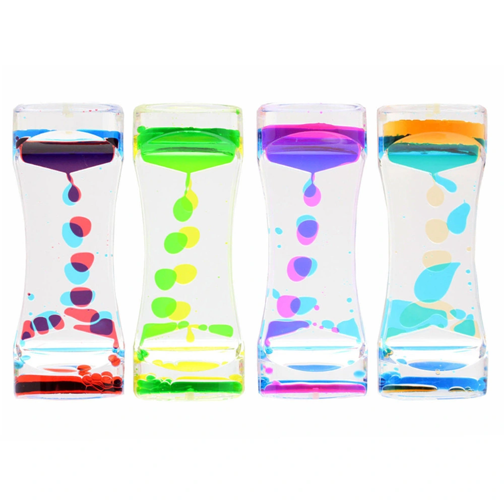 Creative Acrylic Colorful Oil Droplets Ladder Liquid Timing Hourglass