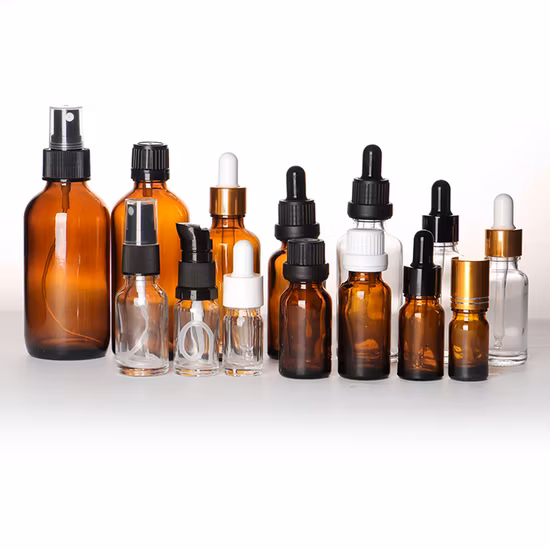  화장품 포장 도매 20% 할인.  에센셜 오일용 유리 스포이드가 포함된 갈색 유리병 30ml