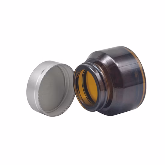 화장품용 알루미늄 캡과 직선 측면이 있는 20g 유리 스킨 케어 크림 호박색 유리 항아리