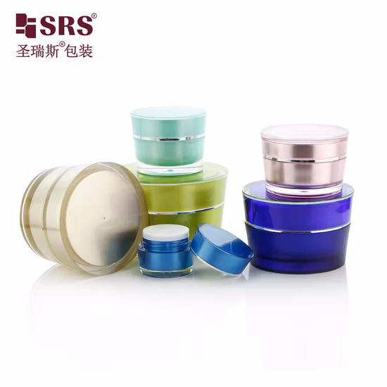 빈 고급 아크릴 스킨 케어 플라스틱 이중 벽 화장품 얼굴 크림 플라스틱 항아리 포장 5g, 10g, 15g, 30g, 50g, 75g 크림 항아리