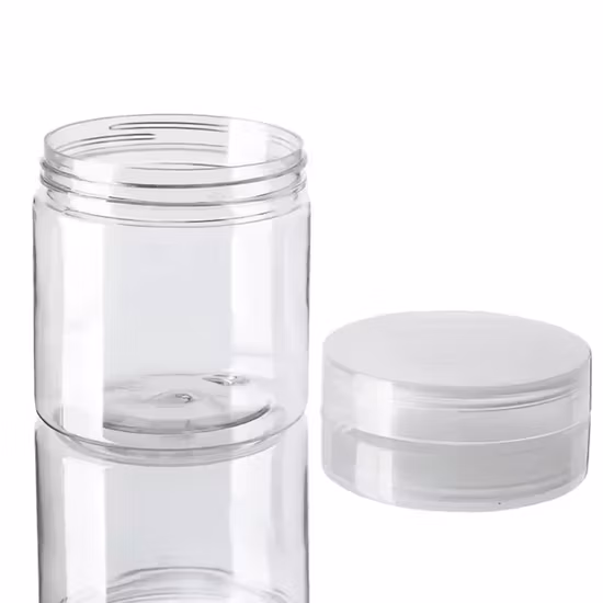 사용자 정의 명확한 빈 크림 1oz 3 2 oz 4oz 8oz 30g 100g 120g 250g 핑크 골드 화이트 바디 스크럽 애완 동물 화장품 플라스틱 항아리 (립 캡 포함)